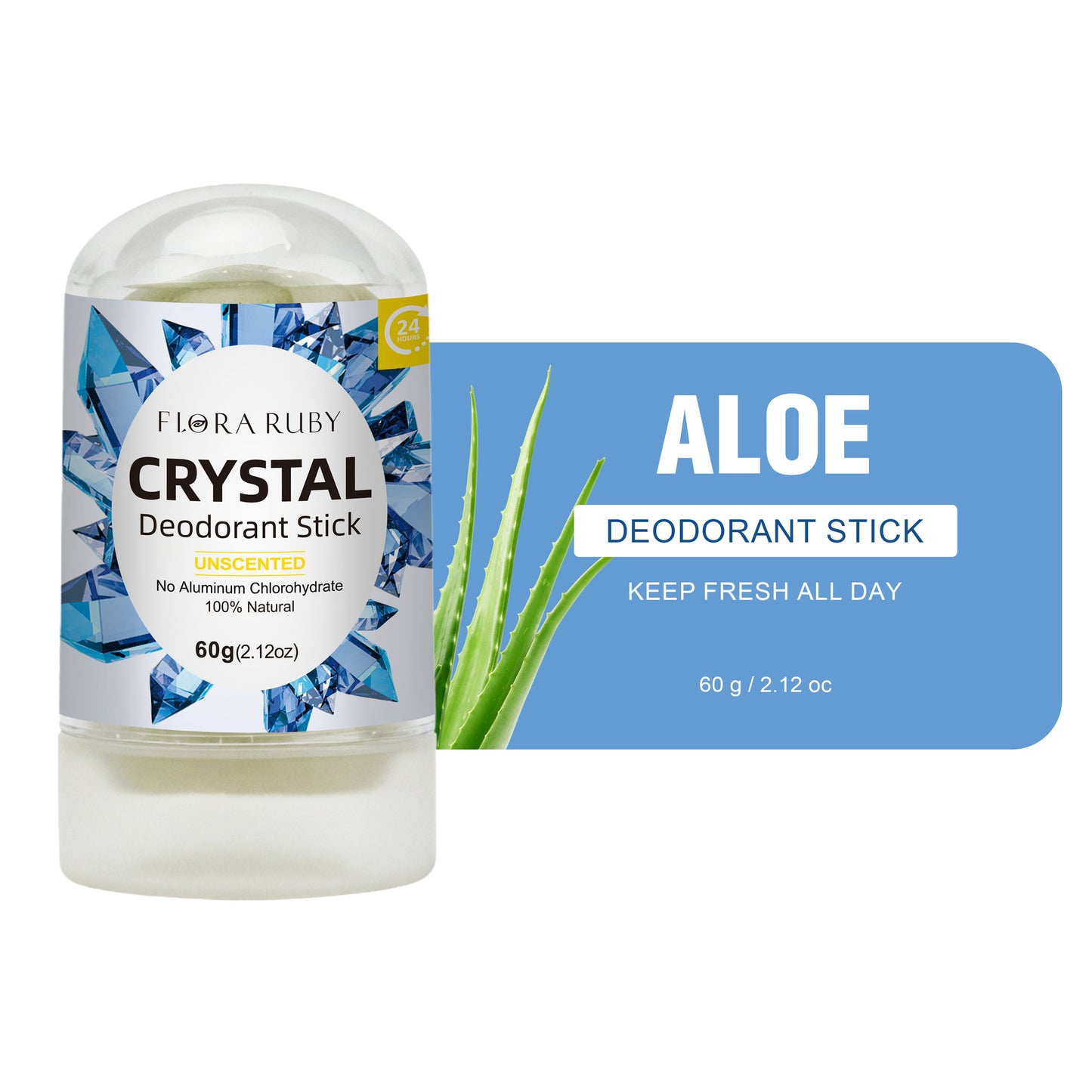 Unscented Crystal Deodorant, 100% Natural Mineral Salt Deodorant Stick for Daily Use