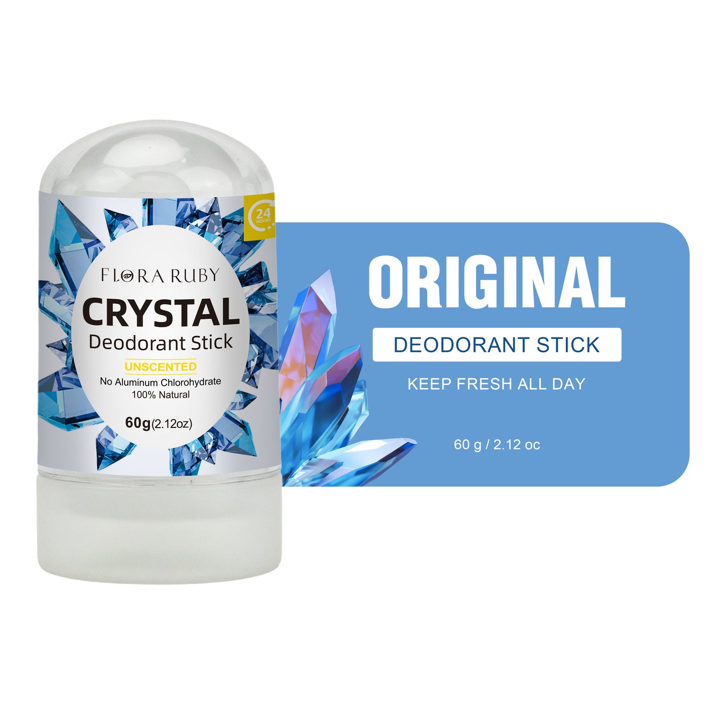 Unscented Crystal Deodorant, 100% Natural Mineral Salt Deodorant Stick for Daily Use