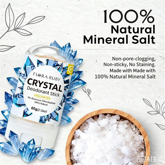 Unscented Crystal Deodorant, 100% Natural Mineral Salt Deodorant Stick for Daily Use